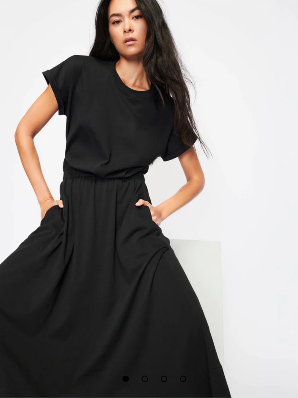Nation LTD Garcelle Organic Cotton T-Shirt Midi Maxi Dress Jet Black Minimalist - Picture 13 of 16